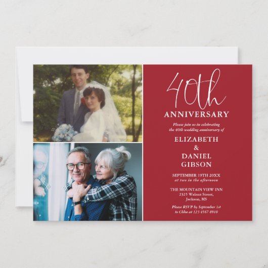 40e bruiloft Jubileum toen en nu 2 foto Kaart (Voorkant)