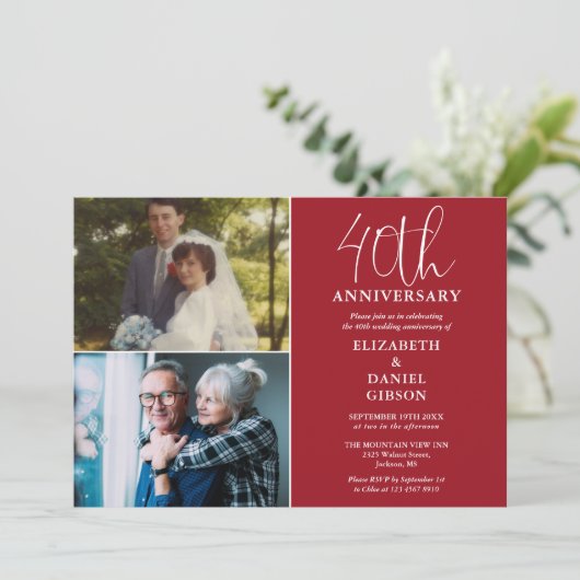 40e bruiloft Jubileum toen en nu 2 foto Kaart (Staand voorkant)