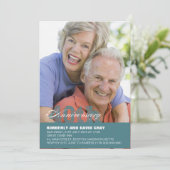 40e bruiloft Jubileum uitnodiging in blauw (Staand voorkant)