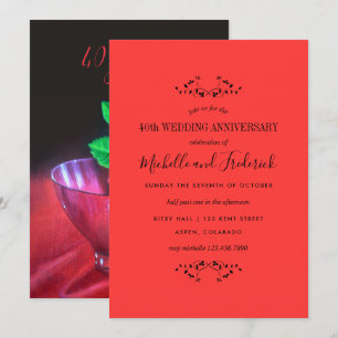 40e bruiloft jubileum uitnodiging met rode roos