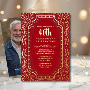 40e bruiloft Jubileum Uitnodigingen Ruby Red