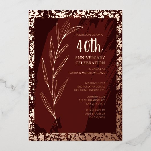 40e bruiloft Jubileum Uitnodigingen Unieke Kunst (Voorkant)