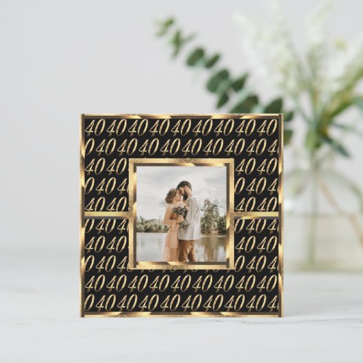 40e bruiloft Ruby Jubileum Black en Gold Kaart (Staand voorkant)