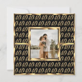 40e bruiloft Ruby Jubileum Black en Gold Kaart (Voorkant)
