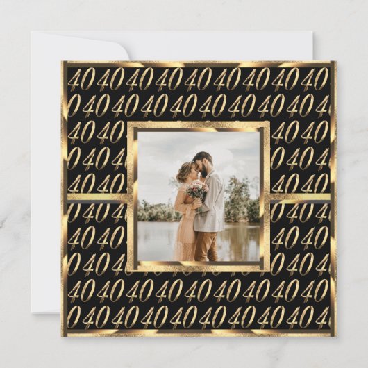40e bruiloft Ruby Jubileum Black en Gold Kaart (Voorkant)