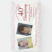 40e bruiloft Ruby Jubileum Kinderfoto's Welkom Spandoek (Verticaal)