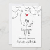 40e bruiloft Ruby Jubileum Rode Hart Swing Kaart (Voorkant)