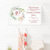 40e bruiloft Ruby Jubileum Rozen Floral Welkom Spandoek (Insitu)