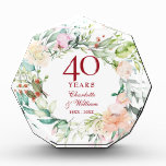 40e bruiloft Ruby Jubileum Rozen Garland Fotoblokken<br><div class="desc">Met een delicate waterverf florale tuin kan deze botanische 40ste trouwdag-verjaardagsdagskeepaardje gepersonaliseerd worden met je speciale verjaardagsinformatie in een elegante tekst. Ontworpen door: Thisnotme©</div>