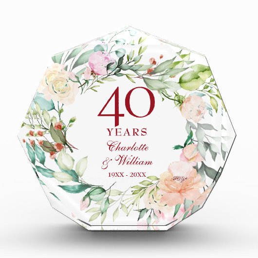 40e bruiloft Ruby Jubileum Rozen Garland Fotoblokken (Voorkant)