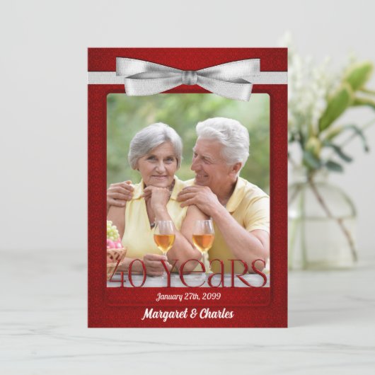 40e bruiloftsfoto met robijnen kaart (Staand voorkant)