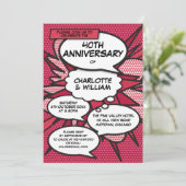 40e bruiloftsjubileum leuk stripboek kaart (Staand voorkant)