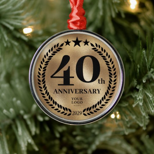 40e Business Jubileum Gold Christmas Metalen Ornament (Boom)