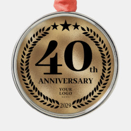 40e Business Jubileum Gold Christmas Metalen Ornament