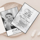 40e Classy Elegant Photo Monogram Birthday Kaart
