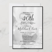 40e Classy Monogram zwart-witte foto Birthday Kaart (Voorkant)