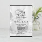 40e Classy Monogram zwart-witte foto Birthday Kaart (Staand voorkant)