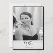 40e Classy Monogram zwart-witte foto Birthday Kaart (Achterkant)