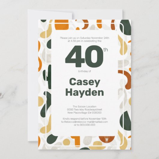 40e cowboy westerne stijl pet cactus kaart (Voorkant)