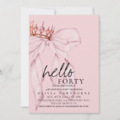 40e Dusty Roos Bow Surprise Verjaardagsfeest Kaart (Voorkant)