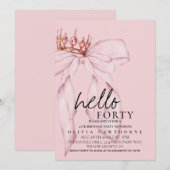 40e Dusty Roos Bow Surprise Verjaardagsfeest Kaart (Voorkant / Achterkant)