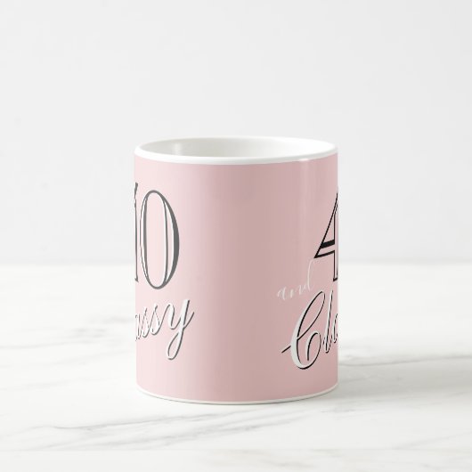 40e en Classy Blush Roze Elegant Script Verjaardag Koffiemok (Center)