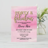 40e en Fabulous Birthday Party roze 40e uitnodigin Kaart (Staand voorkant)