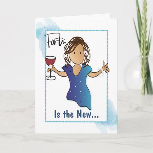 40e fantastische etnische vrouw Cartoon wijnverjaa Kaart (Voorkant)