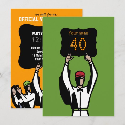 40e Football uitnodiging op verjaardag - Officiële (Voorkant / Achterkant)
