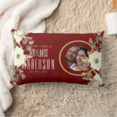 40e FOTO Bruiloft Jubileum Bloemen Ruby Gold Kussen (Deken)