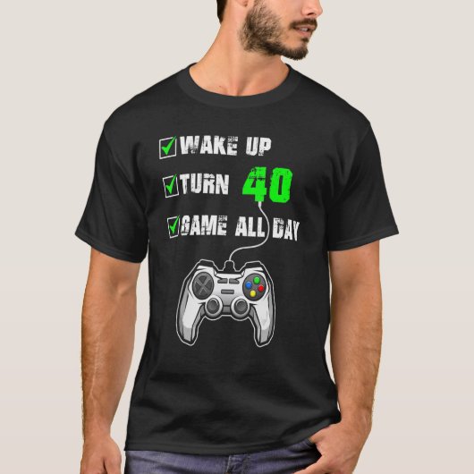 40e gamerniveau 40 ontgrendelde gamer geboren t-shirt (Voorkant)