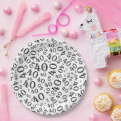 40e geboorte-nummerpatroon wit en zwart papieren bordje (Feest)