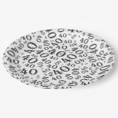 40e geboorte-nummerpatroon wit en zwart papieren bordje (Gekanteld)