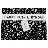 40e geboortecijfer Patroon zwart/wit 40 Large Cadeautasje (Voorkant)