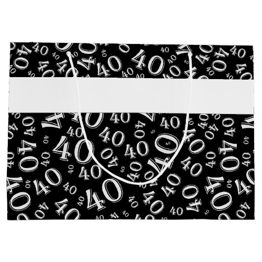 40e geboortecijfer Patroon zwart/wit 40 Large Cadeautasje (Achterkant)