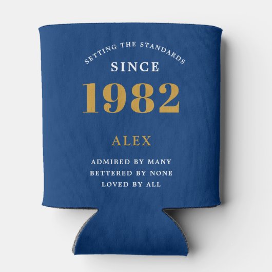 40e geboortedag 1982 Blue Gold Elegant Chic Blikjeskoeler (Achterkant)