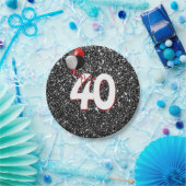 40e geboortedag ballonnen op zwarte glitter papieren bordje (Feest)