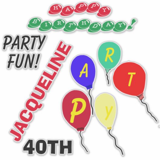 40e geboortedag ballonnen personaliseren leeftijd sticker (Voorkant)