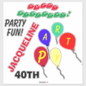 40e geboortedag ballonnen personaliseren leeftijd sticker (Vel)