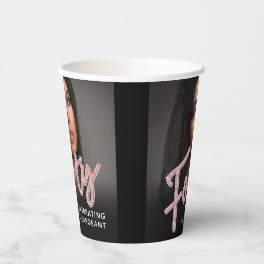 40e geboortedag, fotoscript glitter roze papieren bekers (Links)