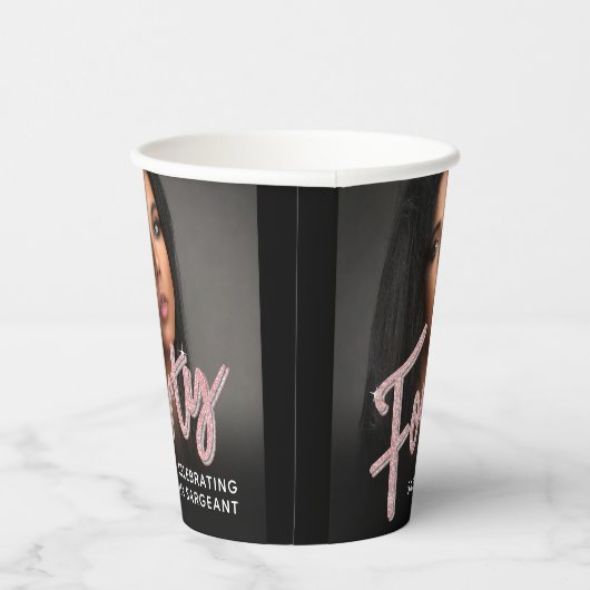 40e geboortedag, fotoscript glitter roze papieren bekers (Rechts)