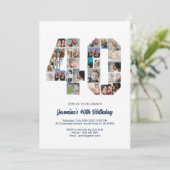 40e geboortedag nummer 40 Aangepast fotocollage Kaart (Staand voorkant)