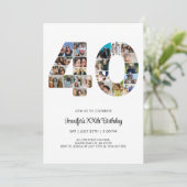 40e geboortedag nummer 40 Aangepast fotocollage Kaart (Staand voorkant)