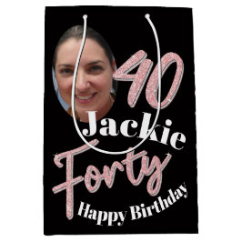 40e geboortedag, roos roze medium cadeauzakje