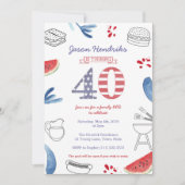 40e geboortedag voor de BBQ voor 4 juli Kaart (Voorkant)