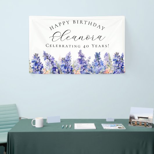 40e Gelukkige Verjaardag Banner Blauw Juli Geboort (Beurs)