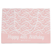 40e Gelukkige Verjaardag Roze Bow Witte Gift Bag Groot Cadeauzakje (Voorkant)