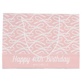 40e Gelukkige Verjaardag Roze Bow Witte Gift Bag Groot Cadeauzakje (Achterkant)