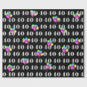 40e Gelukkige Verjaardagsballonnen op Zwart Cadeaupapier (Vlak)