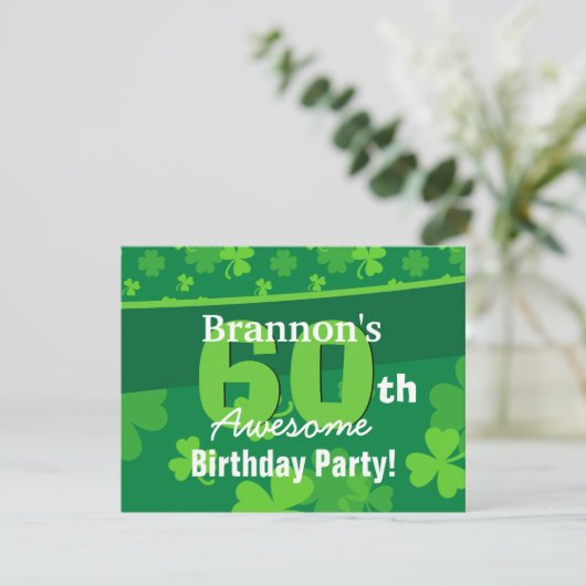 40e Geweldige Birthday Green Shamrocks G002F Kaart (Staand voorkant)